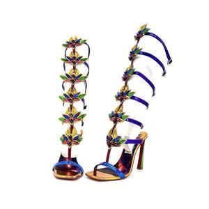NEW Christian Louboutin Marvel Sea Warrior 100 Gladiator Knee High Sandals 39